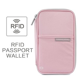 ManKn Family Passport Holder Travel Wallet, Waterproof RFID Document Organizer Case with Hand Strap Zip Closure for Men Women, Ticket Credit ID Card Cash Pouch Money Bag