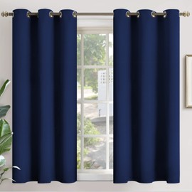YoungsTex Short Blackout Curtains 40 Inches Length for Window - Thermal Insulated with Grommet Room Darkening Drapes Privacy for Basement Bathroom Bedroom Kitchen, 2 Panels, 42 x 40 Inch, Navy Blue