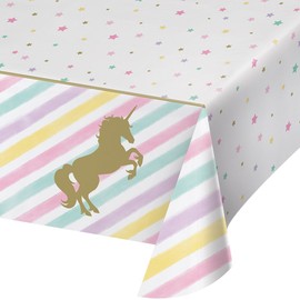 Creative Converting 329302 All Over Print Plastic Tablecover Unicorn Sparkle (2 Pack)