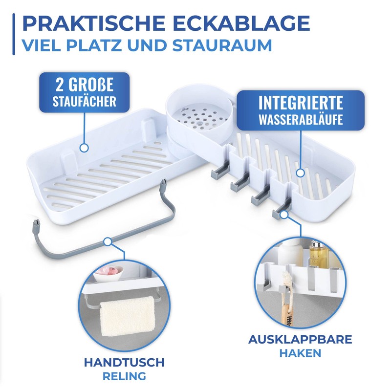 Maximex Corner Storage Basket with Swivel Joint No Drilling -