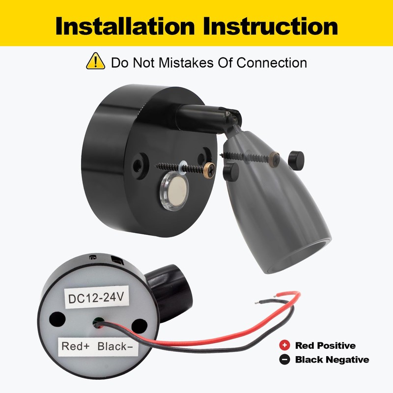 WTNYOU 12V LED RV Interior Reading Light, Dimmable, with Dual