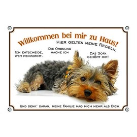 Petsigns Welcome Yorkshire Terrier Dog Sign Funny Sign My Rules DIN A4