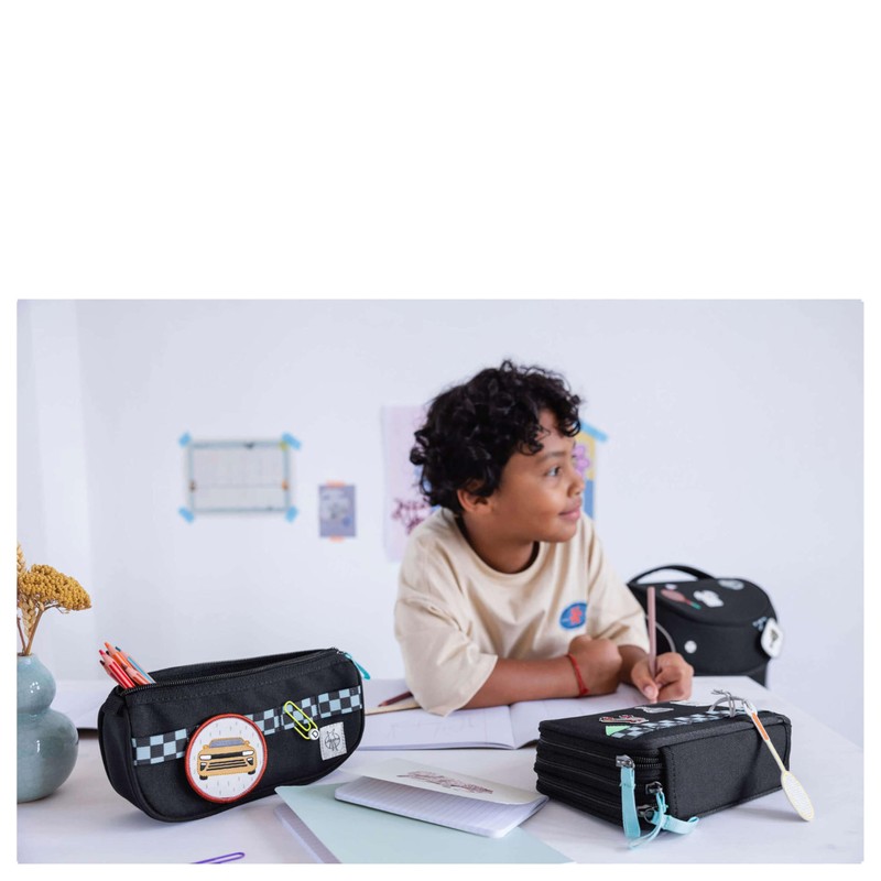 LÄSSIG Unique School Triple Pencil Case Slim Black