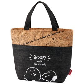 Skater KBCO2-A Cork x Denim Cooler Bag, Tote Bag, Lunch Bag, M, Snoopy & Friends