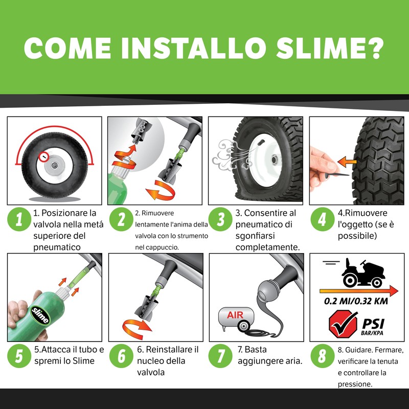 Slime 10026 Sigillante per Camera d'Aria Antiforatura per Bici, Prevenire
