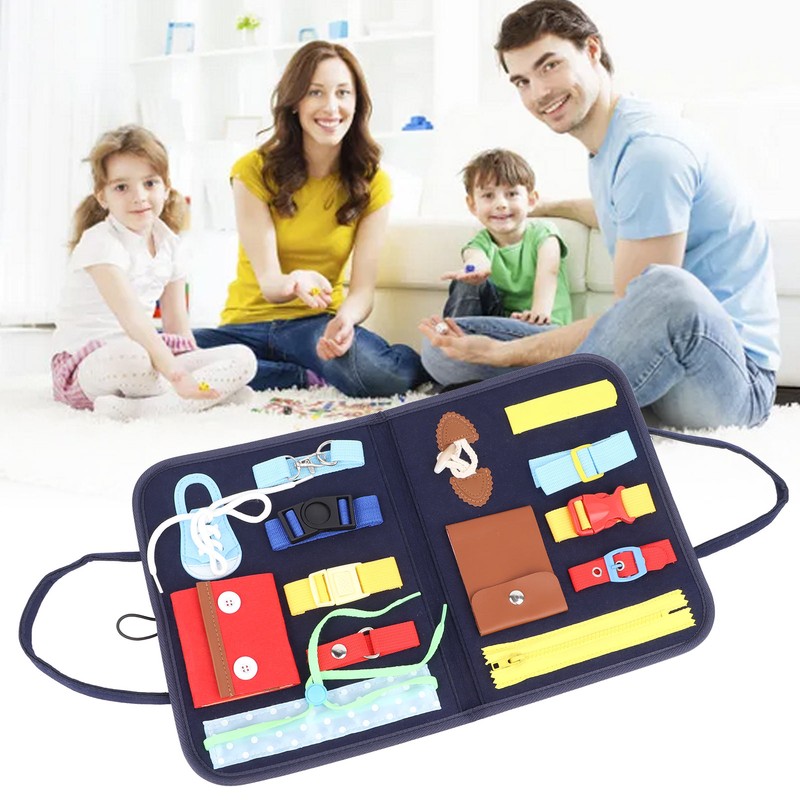Kids Dress Learning Board Zipper Lace Up Buckles Release Felt