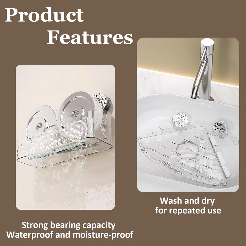 AYWSTC Shower Caddy Suction Cup, Wall Mounted Rack Organizer Removable