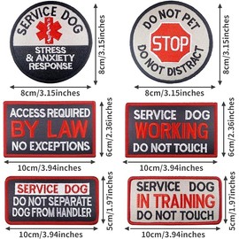 DAMORR- 6 PCS Service Dog in Training Patches - Service Dog in Training/Working/Stress & Anxiety Response - Embroidery Tactical Patches with Hook and Loop for Dog Patches for Harness