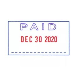 Trodat 4750L2 "PAID" Self-inking Date Stamp. Blue/Red. Dates for 10 Years.