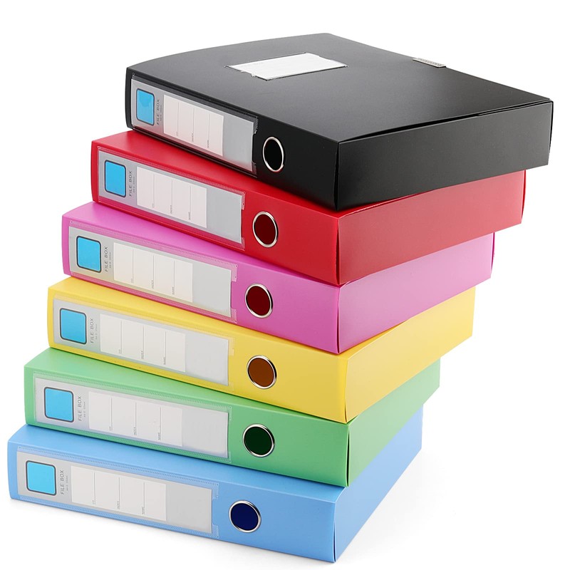 HAKZEON 6 Pack Assorted Colour A4 Box Files, 55mm Spine