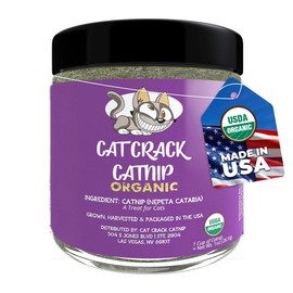 Cat Crack Organic Catnip, 100% Natural Cat Nips Organic Blend That Energizes and Excites Cats, Used for Cat Play, Training, & New Catnip Toys (1 Cup)