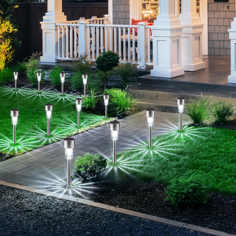 Joomer 12 Pack Solar Lights Outdoor Waterproof, Solar Pathway Lights