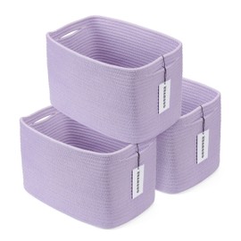 Cotton Rope storage Basket Bins Woven Basket for Organizing Shelves 15X10X9.3" Rectangle Decorative Baskets For storage Clothes Toys Books Towels Nursery basket organizer 3 pack purple or lavender