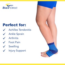 Breathable Knit Sport Ankle Support Brace - Ankle Compression Support Sleeve for Plantar Fasciitis, Ankle Pain, Ligament Instability, Swelling, Post Cast, Achilles Tendon for Men or Women