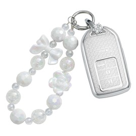 Pangpai Honda Accord Civic CRV Pilot Odyssey Key Fob Cover, TPU Keys Case, Cute Floral Pattern, Women's Keychain Lanyard