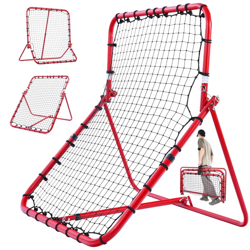 Baseball Rebounder Net 3.8×4.5 FT Volleyball Pitchback 14 Adjustable Angles