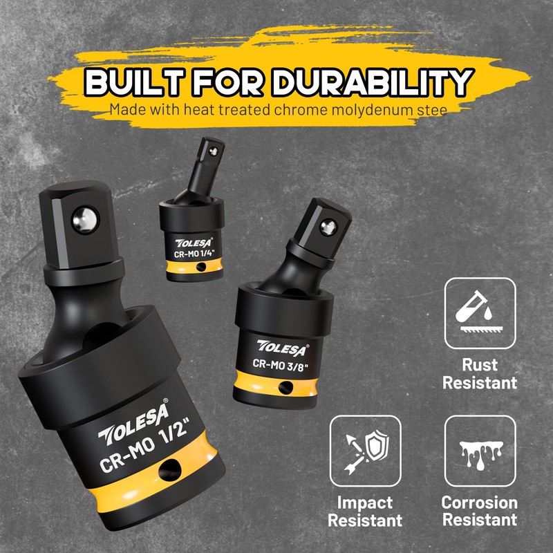 TOLESA Swivel Socket Set, Impact Universal Joint-Socket Swivel Set, 1/2",