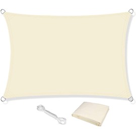 KAHEIGN Awning Waterproof 2.5 m x 3 m Rectangular Awning, Sun Protection Balcony Awning Canvas, 120 gsm Sun Protection for Garden Balcony (Cream