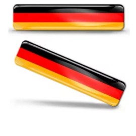DIGIART INTERNATIONAL GERMAN GERMANY FLAG 3D EPOXY CAR EMBLEM SET (2) FLEXIBLE REFLECTIVE DURABLE