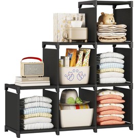 Closet Organizers and Storage 6 Cube Storage Organizer Portable Closet Shelves Cabinet Racks - Color: Black-Triangle Standard