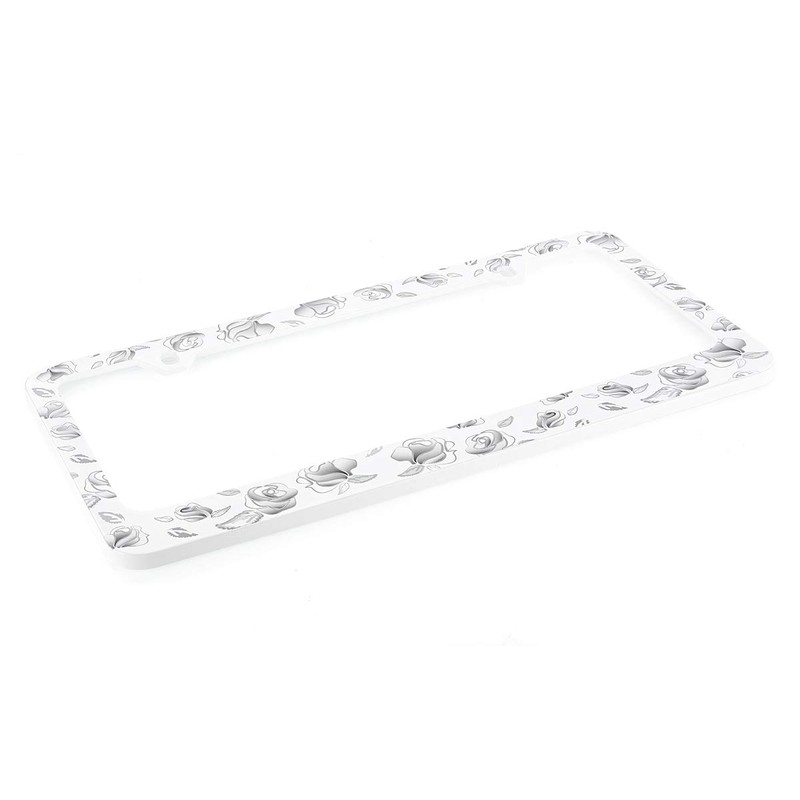 Beautiful Farmhouse Inspired Floral License Plate Frame with Gray Roses