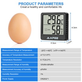 AXFEE Mini LCD Thermometer, Digital Indoor Hygrometer, Hygrometer, Wireless Humidity Meter for Baby Room, Living Room, Office, Greenhouse (Black)