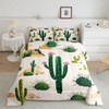 Manfei Desert Comforter Set Twin Size Green Cactus Bedding Set