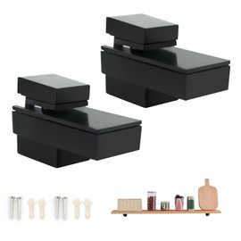 Glass Shelf Brackets, Clamp Holder, Shelf Bracket, Invisible, Shelf Bracket Wall, F-Shaped Shelf Holder, Adjustable, Shelf Support for 3-15 mm Thick Glass, Black, Pack of 2