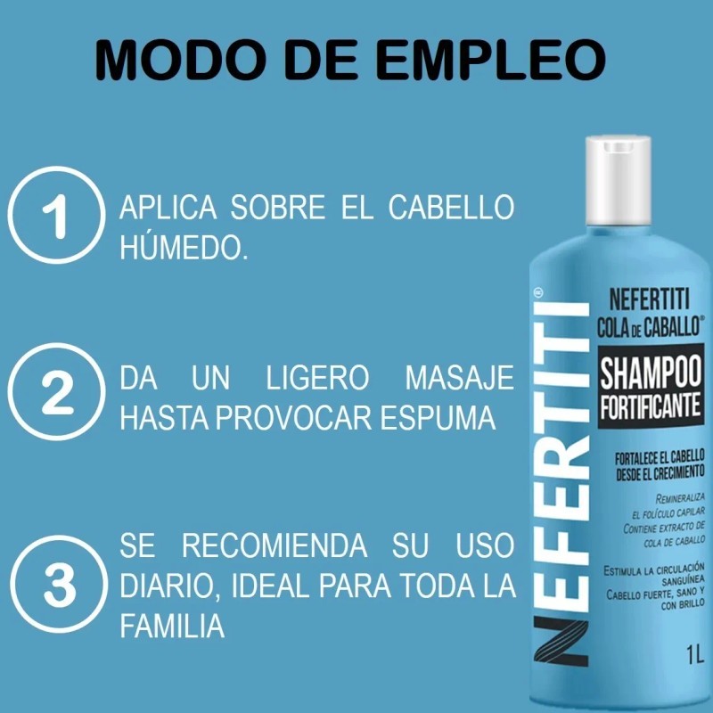Shampoo Cola De Caballo Para Crecimiento Nefertiti De 1 Lt