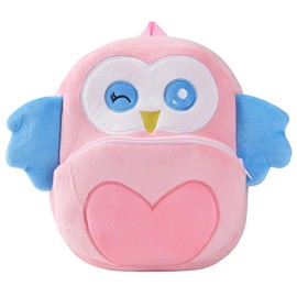 HAHASHOW Kids Backpack from 1 Year - Cute 3D Animal Backpack for Toddlers (2-4 Years), Lightweight Nursery Backpack with Soft Plush, Mini Nursery Bag for Boys and Girls, Pink owl