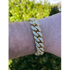 HIPBLING Iced Out Bracelet for Men Gold Cuban Link Bracelets Diamond Miami Cuban Bracelets 13mm 8 inch Bling Bracelet Hip Hop Rapper Jewelry Gift for Men