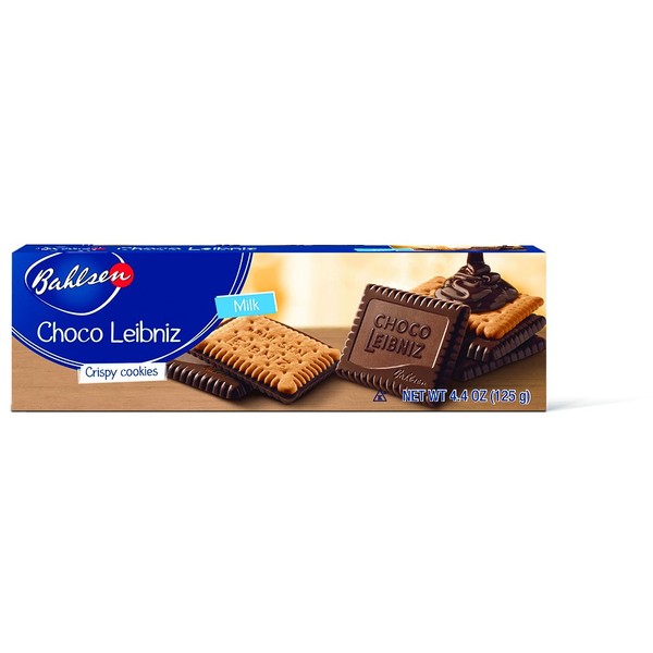 Bahlsen Choco Leibniz Milk Cookies (1 box) - Leibniz Butter Biscuits topped with a thick layer of European Chocolate - 4.4 oz box