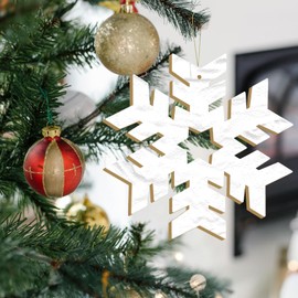 Large Size 7" Snowflakes Crafts Wooden Slices Unfinished Blank Wooden Ornaments DIY Wood Crafts to Paint Hanging Decor for Crafts Party Fall Party Christmas Hanging Decorations(Snowflakes