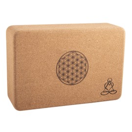 Cork Yoga Block Small with Flower of Life and Mandala