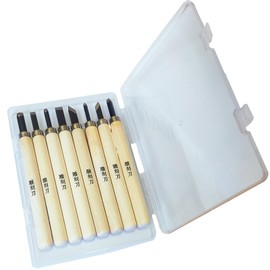 Chisel Blade Set of 8 with Case, Flat Blade, Cutting Blades, Triangular Blades, Round Blades