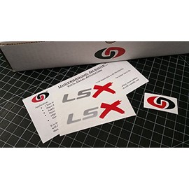 LSX Hood Decals LS1 LS6 LS2 LS3 LS7 Stickers Select Color (Metallic Silver & Red, 1.0" x 3.25")