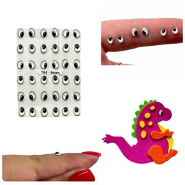 194-4: 3D Resin Googly & Wiggle Eyes (36 Pcs/18 Pairs) 4mm Miniature – Black, White – Small Self-Adhesive Eyes for Crafts, Clay, Cold Porcelain, Polymer Clay, Sculptures & DIY Projects