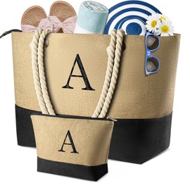 TOPEAST Christmas Gifts for Women, Birthday Gifts for Women Gifts for Women Beach Bag (Letter A)