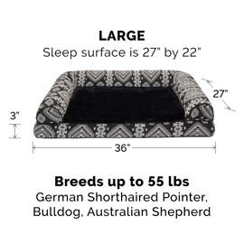 Furhaven Orthopedic CertiPUR-US Certified Foam Pet Beds for Small, Medium, and Large Dogs and Cats - Two-Tone L Chaise, Southwest Kilim Sofa, Faux Fur Velvet Sofa Dog Bed, and More