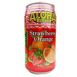 CASE OF 24 - ALOHA MAID 100% ALL NATURAL JUICE DRINK, MAKE IN HAWAII (STRAWBERRY ORANGE)
