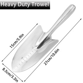Garden Shovel Hand Trowel, Stainless Steel Gardening Hand Tool Rust Resistant Garden Tools Spade Hand Shovel for Digging, Planting, Transplanting, Weeding
