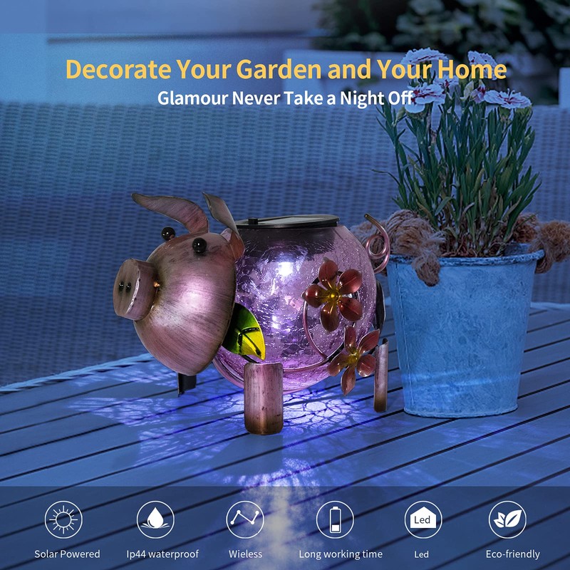 MUMTOP Solar Lantern - Outdoor Waterproof Lights, Pig Yard Decorations,