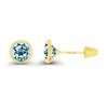 Solid 14K Yellow Gold 6mm Round Natural Sky Blue Topaz