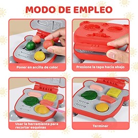 EPANO 41pcs Máquina de Hamburguesas de Juguete para Niños, Juguetes de Cocina para Niño con 12 Plastilinas de Diferentes Colores Regalo para Niños