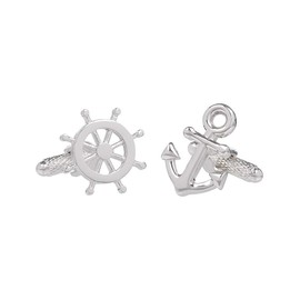 Plain Anchor and Wheel Shirt Cufflinks Presented in Onyx Art Cufflink Box