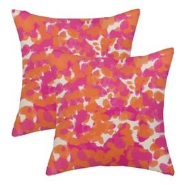 Preppy Abstarct Pillow Covers 18x18 Hot Pink Burnt Orange Abstract Polka Dot Decor Throw Pillows Case for Couch Boho Pillowcase Outdoor Decorative Cushion Case for Sofa Bed Decorations Set of 2