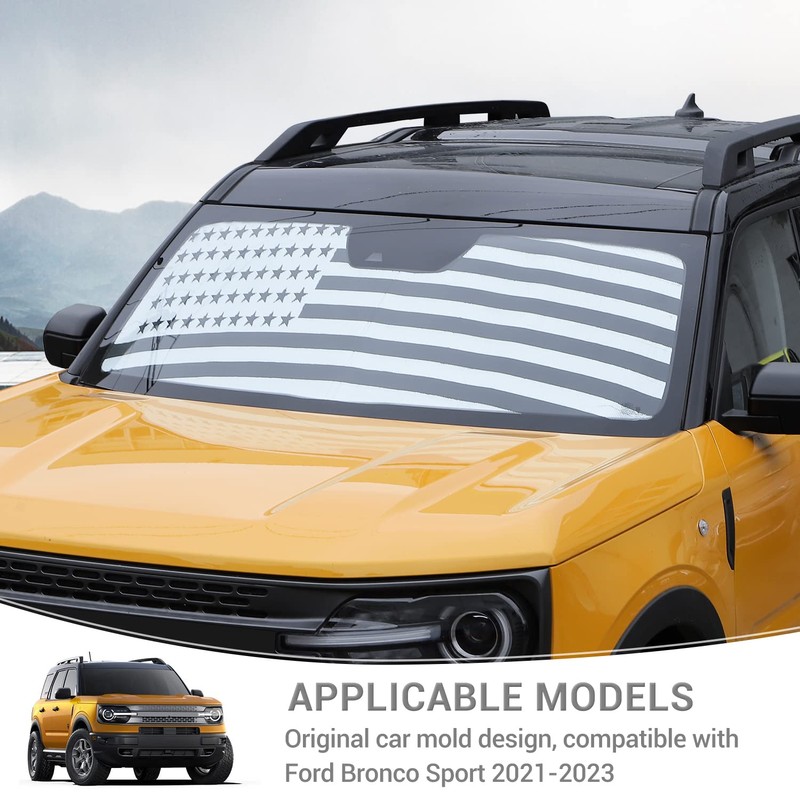 PDKLIN for Bronco Sport Windshield Sun Shade American Flag for