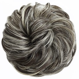 Yamel Messy Bun Hair Pieces for Women Hair Bun Extension Deeply Brown mix Bleach Blonde Updo Curly Messy Bun Scrunchie
