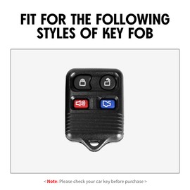 WORCAS Key Fob Cover Case Compatible with Ford 500 Crown Victoria Escape Escort Expedition Explorer TRAC Five Hundred Focus FREESTAR Freestyle Fusion GT Mustang Taurus Thunderbird 4 Button