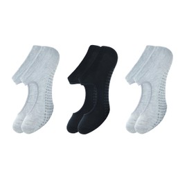 stylFRSH - Calcetines de yoga de algodón suaves y transpirables para comodidad durante todo el día, tamaño 10 a 13, paquete de 3 (MS1006-1B2G-3PK-10TO13), 1 Black 2 Grey, 10-13